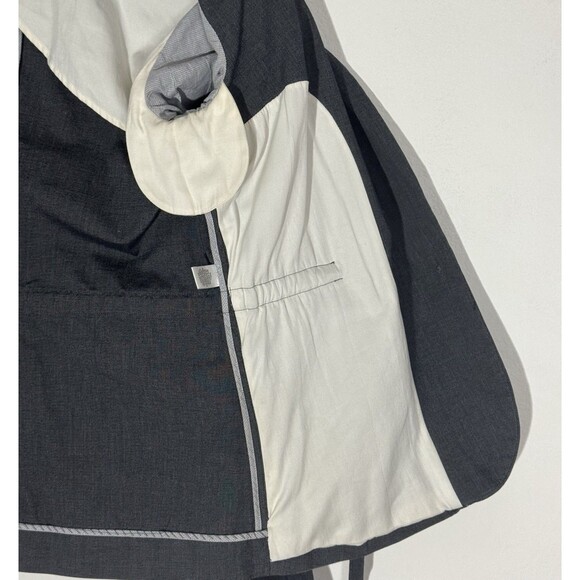 Banana Republic Blazer Gray Pincheck Stretch Belted Jacket Officecore - Picture 8 of 12